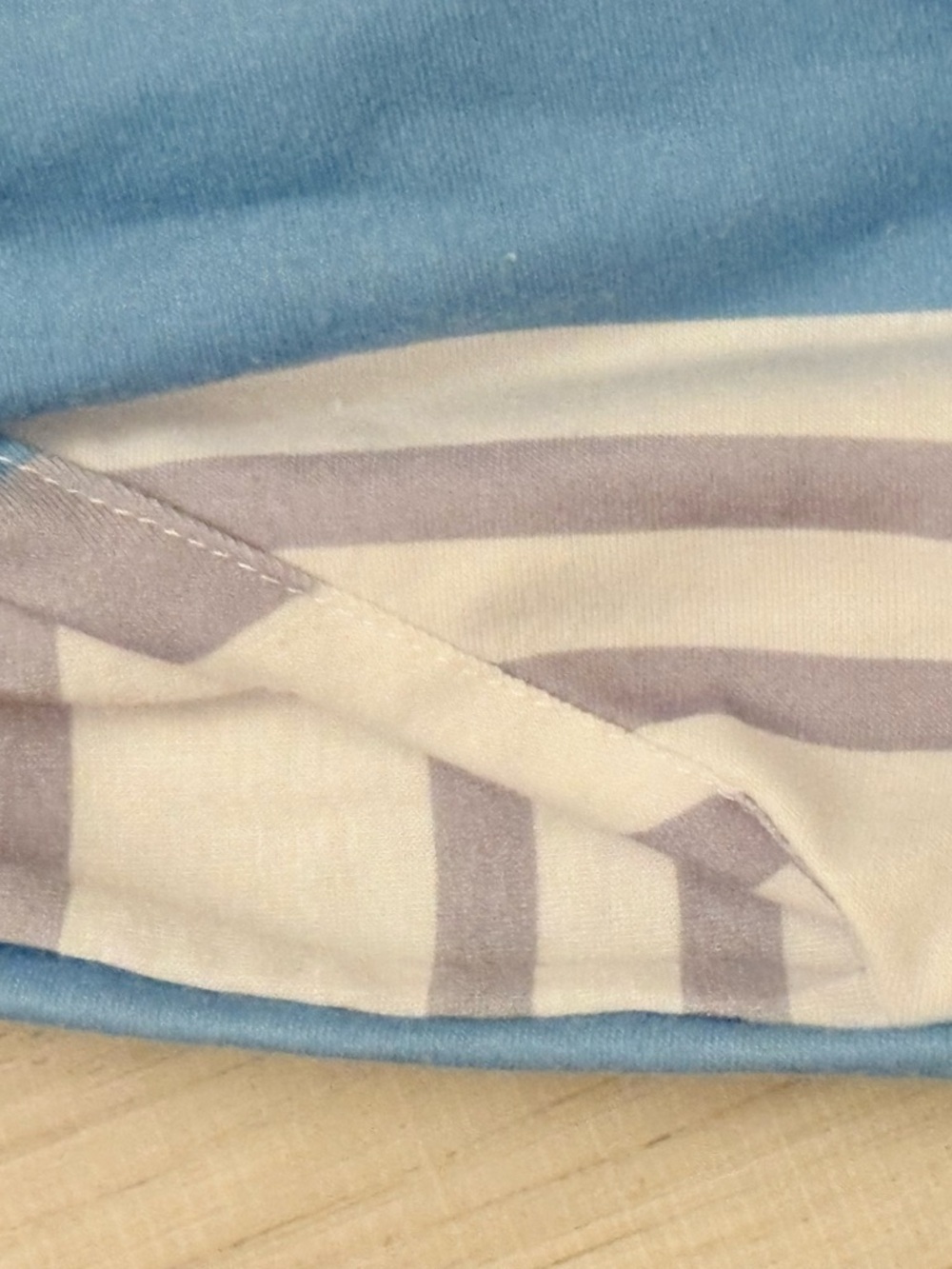 Blue, White & Gray Striped Sleeveless above knee scoop neck dress with pockets - Picture 2 of 4
